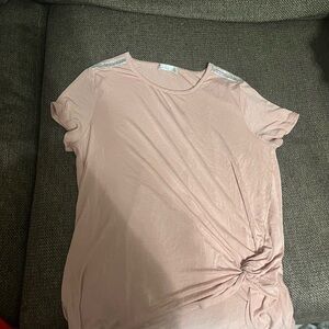 89th & Madison Pink Tie Front Short Sleeve T-Shirt